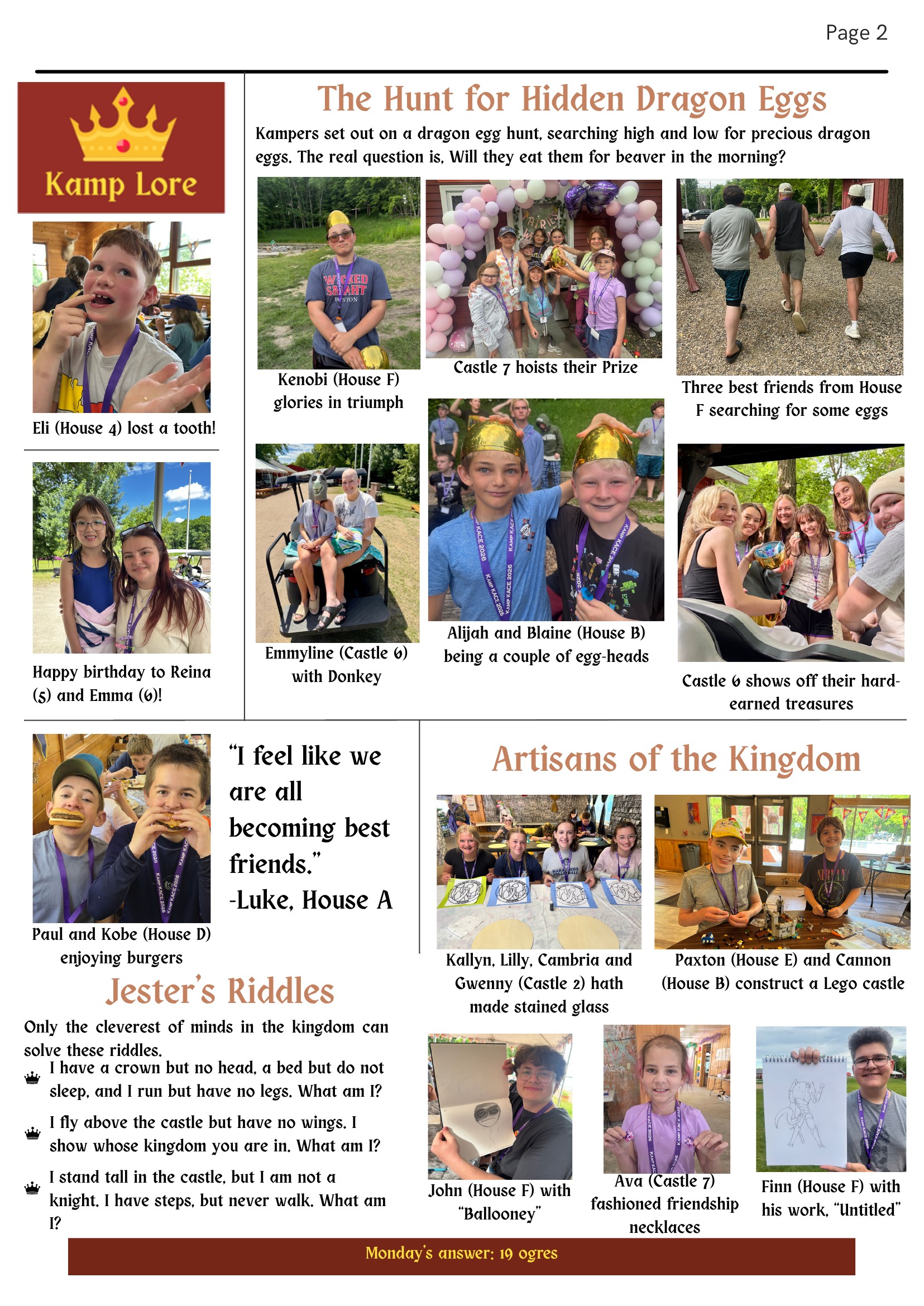 Kamp KACE Summer Newspaper – Tuesday, Page 2