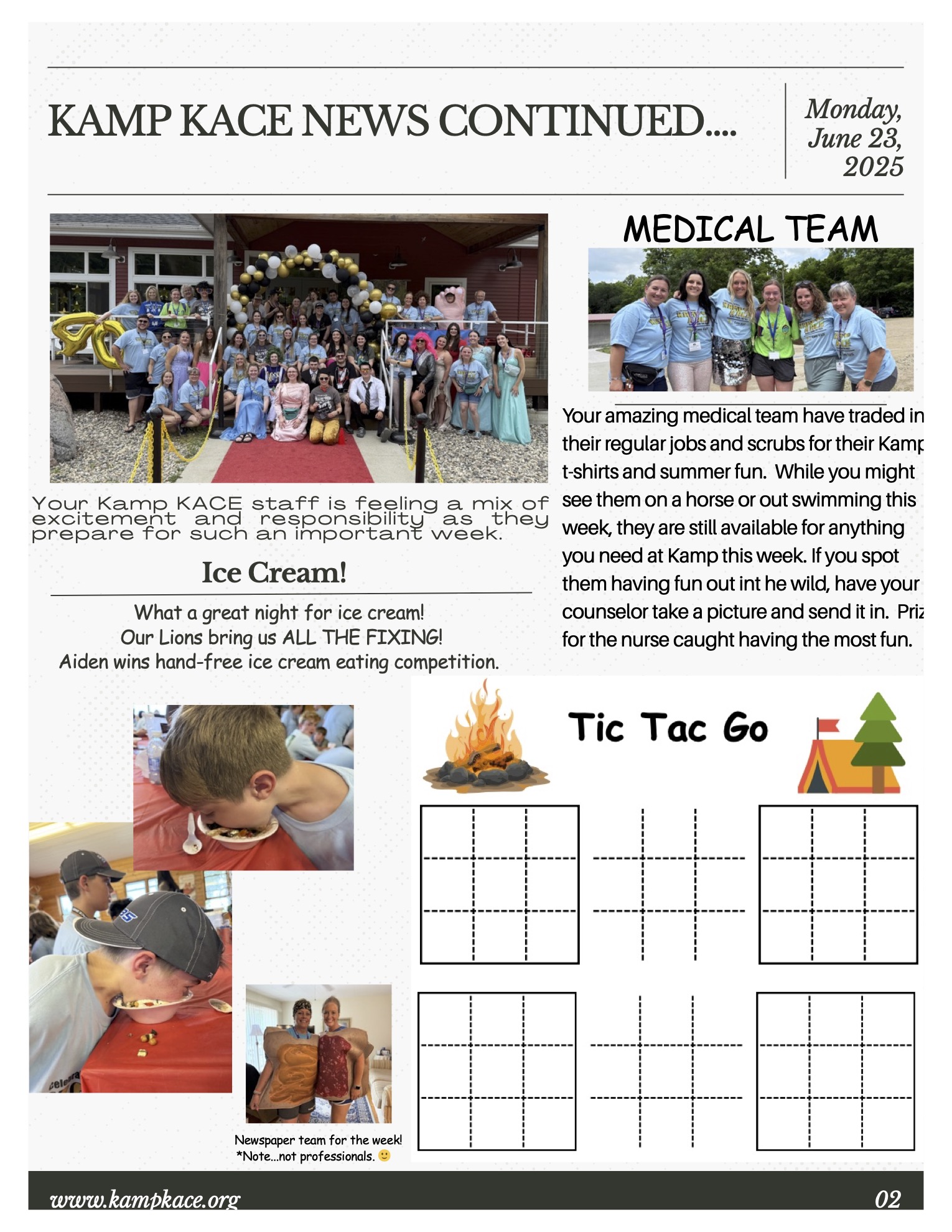 Kamp KACE Summer Newspaper 2025 – Monday, Page 2