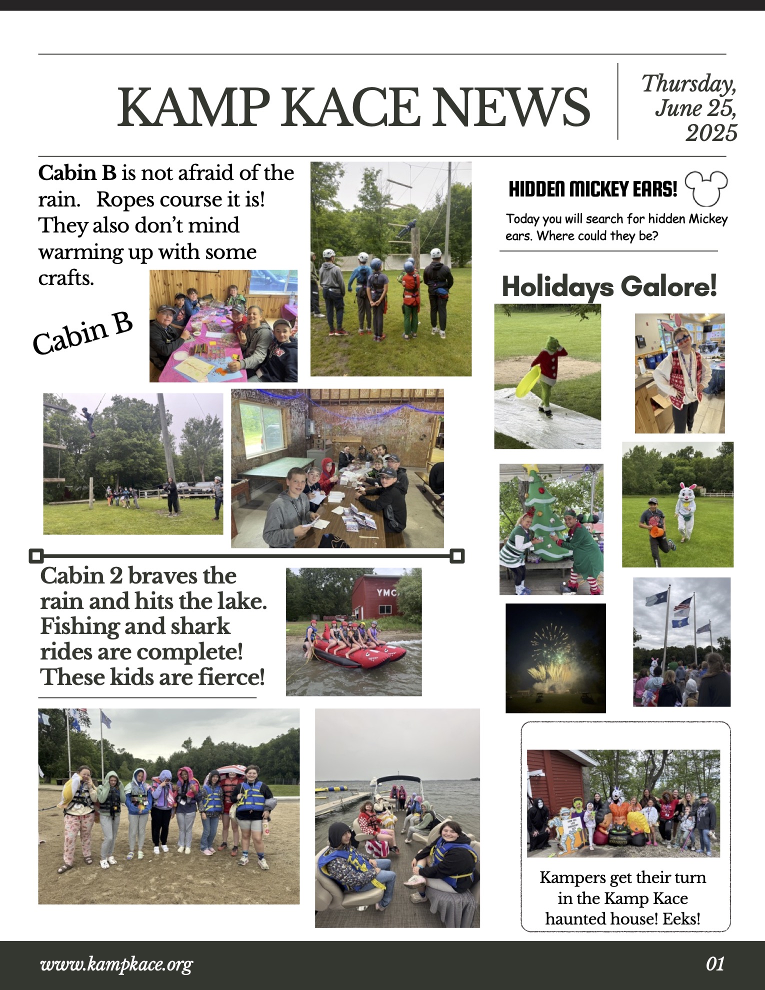 Kamp KACE Summer Newspaper 2025 – Thursday, Page 1